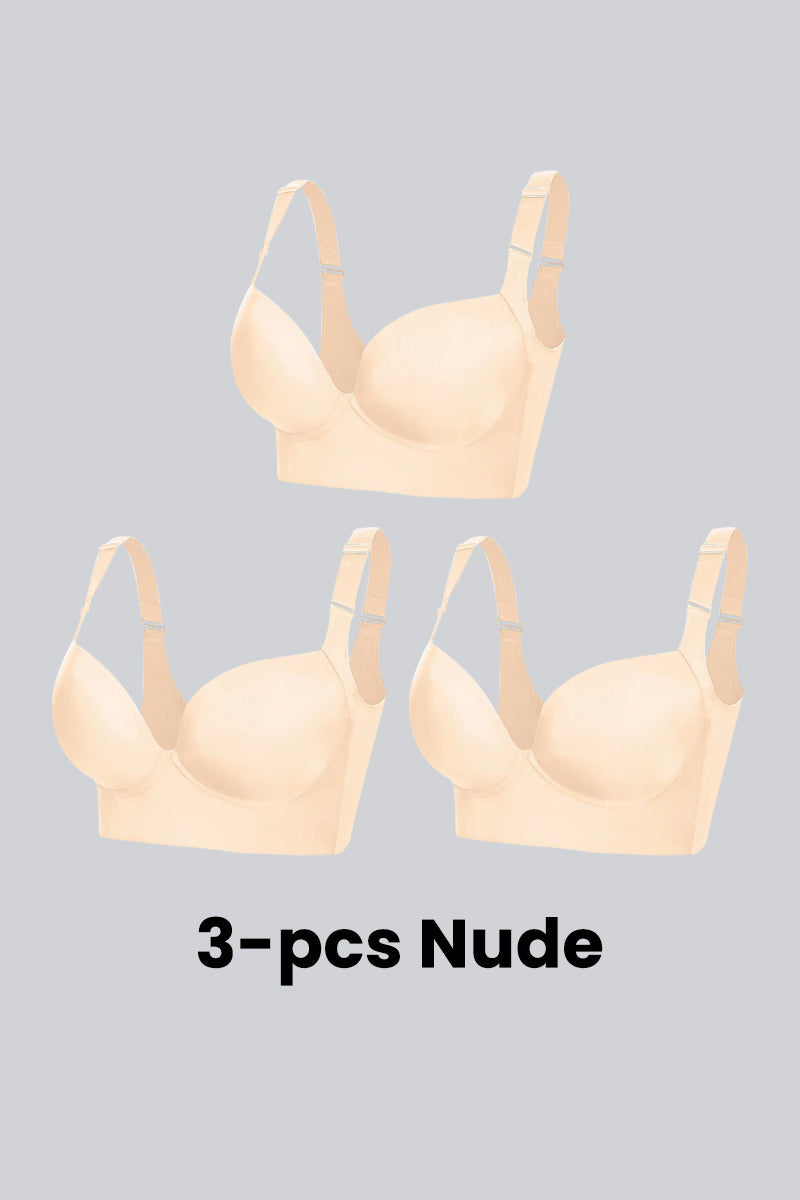 Woobilly Full-Coverage Smooth Back Bra for Women 3 Pcs Beige