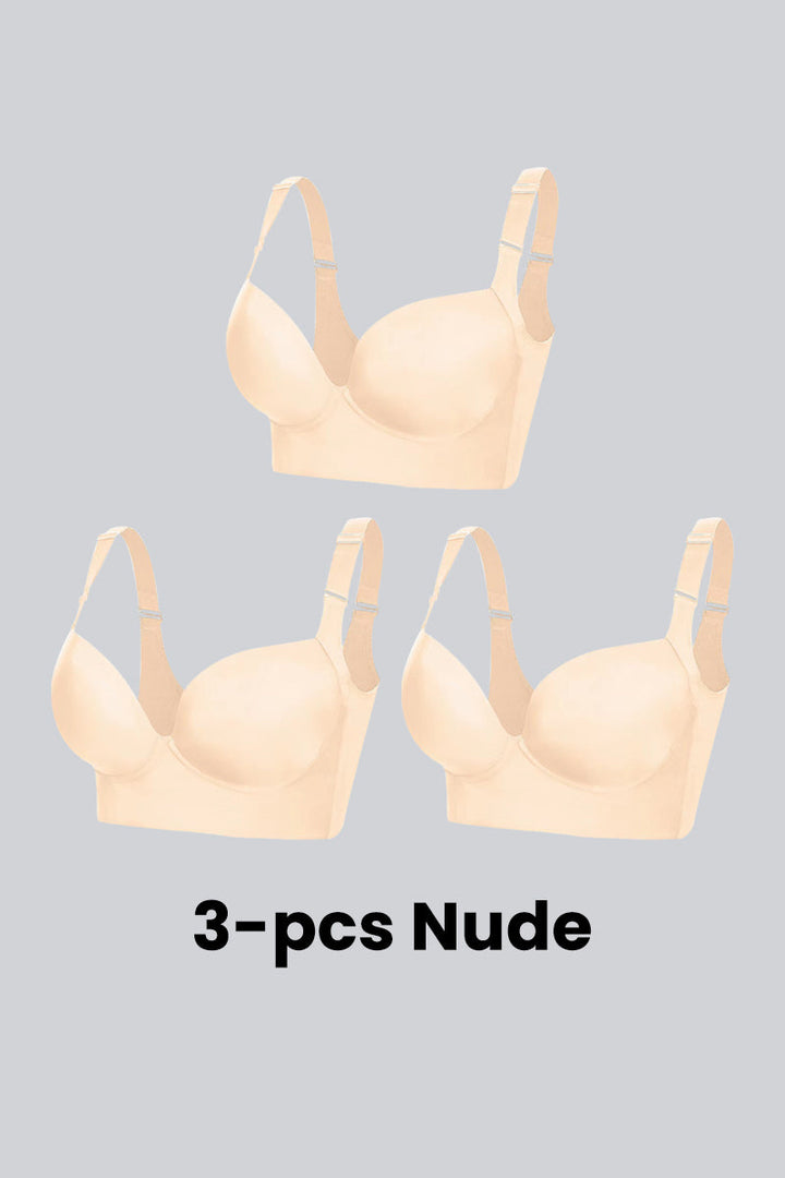 Woobilly Full-Coverage Smooth Back Bra for Women 3 Pcs Beige