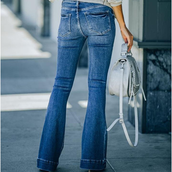Women's Spring And Summer High Waist Temperament Slim Washed Bell-bottom Pants - Modefluss