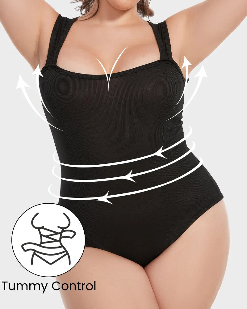 Square Neck Tummy Control Bodysuits For Women