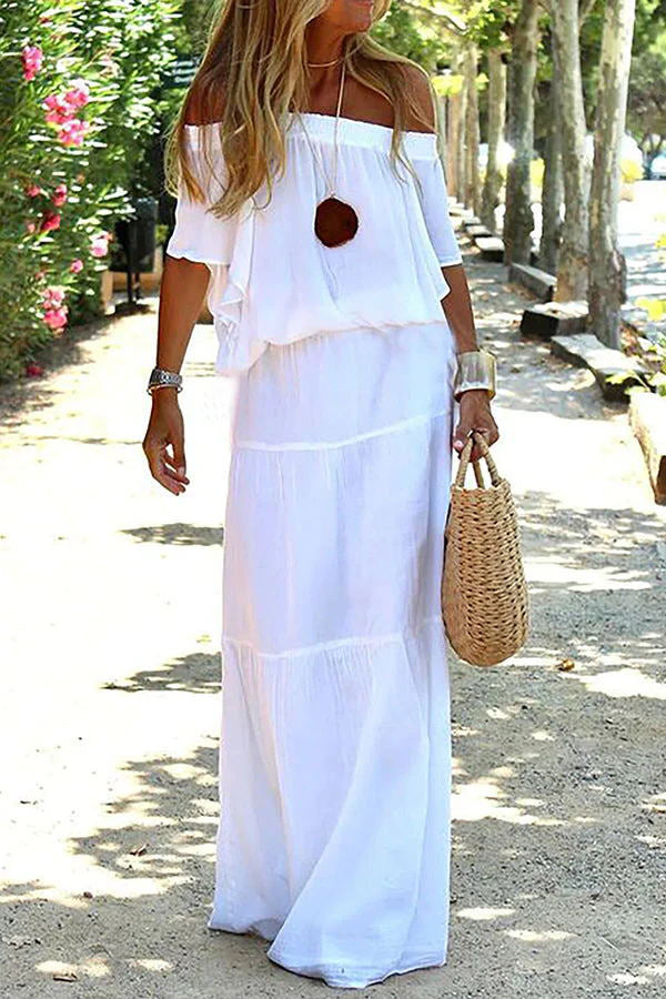 Vittoria Schulterfreies Urlaubs-Maxikleid