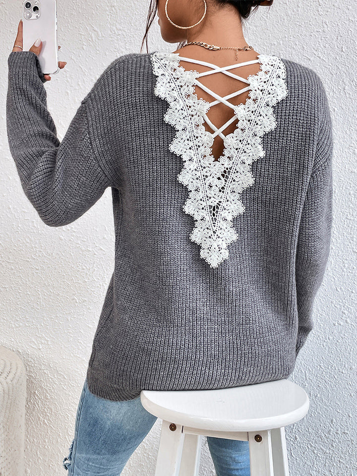 Y2k Clothes V-neck Sweater Ladies Winter Backless Streetwear Bandage Cashmere Sweater Women High Quality Fashion Clothes - Modefluss