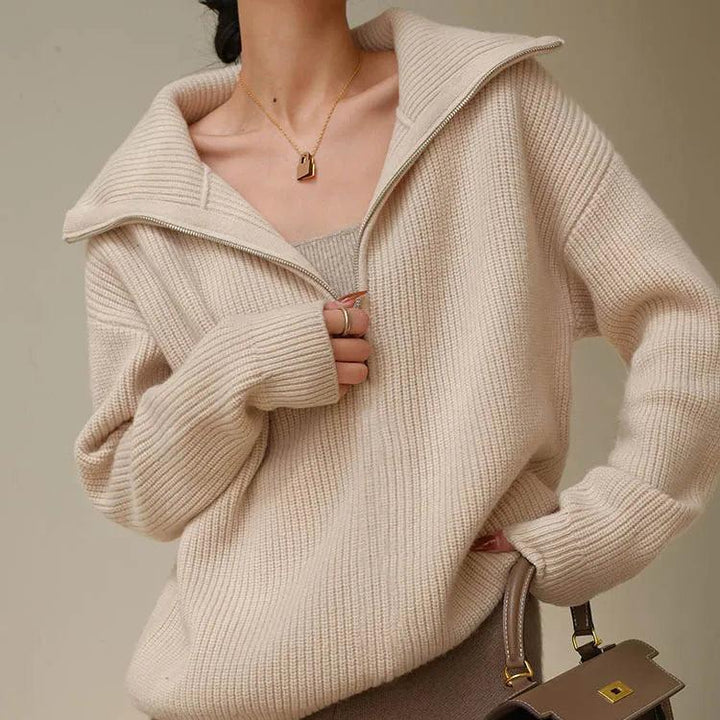 Luisa™ - Stylischer Lockerer Pullover mit Lockerem Reißverschluss
