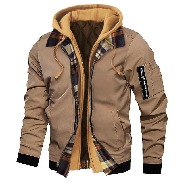 Herren Kapuzenjacke in großen Größen – Dicke Einfarbige Jacke für Herbst und Winter - Modefluss