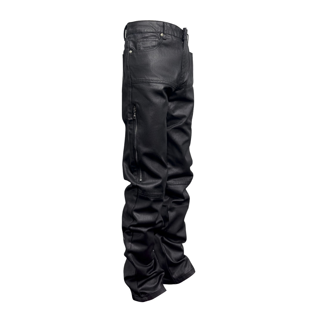 Designer Zip Black Roxed Pants Denim - Modefluss