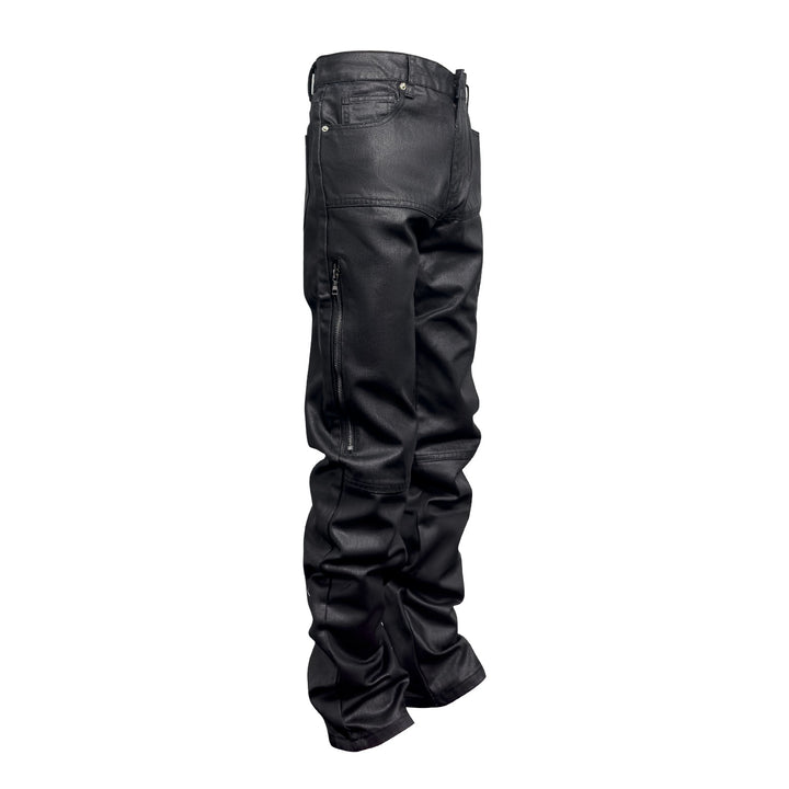 Designer Zip Black Roxed Pants Denim - Modefluss