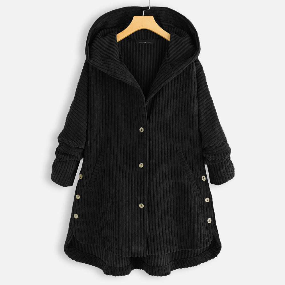 New Style Loose Plus Size Retro Corduroy Coat - Modefluss