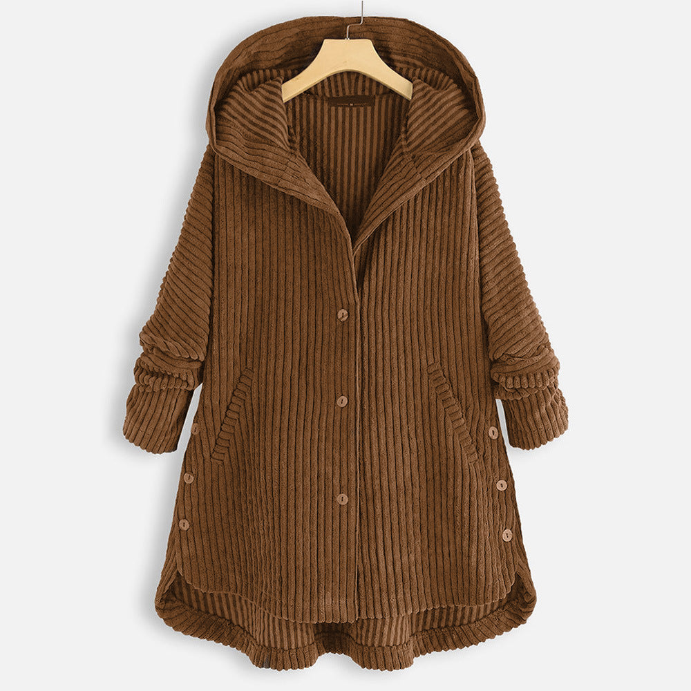 New Style Loose Plus Size Retro Corduroy Coat - Modefluss