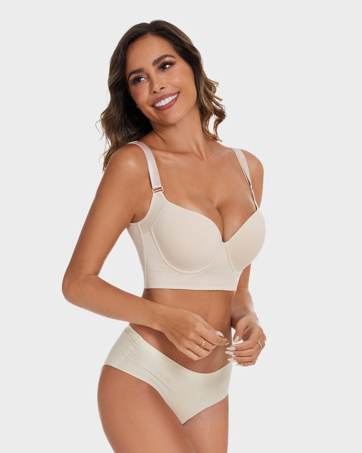 Back Smoothing Push-Up Bra For Women 3Pcs Beige+Beige+Black
