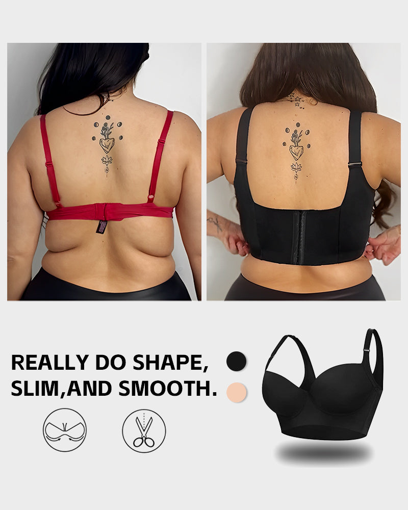 Woobilly Full-Coverage Smooth Back Bra for Women-2Pcs Black