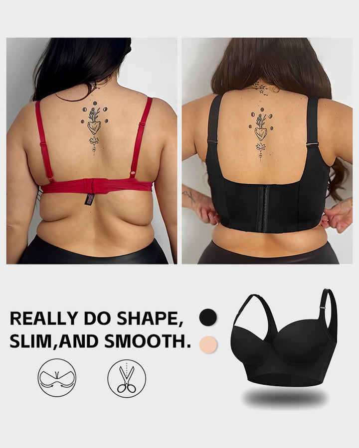 Woobilly Full-Coverage Smooth Back Bra for Women-2Pcs Black