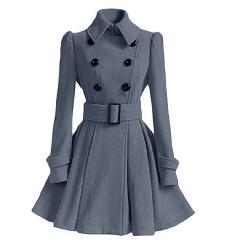 Mode Dünnen Langen frauen Woolen Mantel - Modefluss