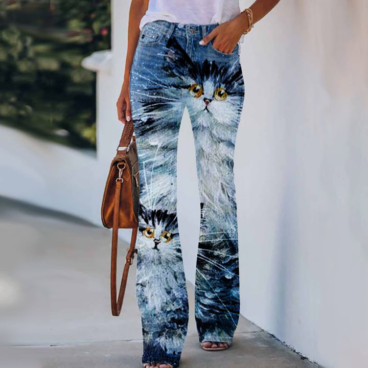 Sommer neue Blumen-Vogel-Print Damen hose - Modefluss