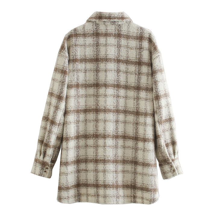 Women's Long Coat With Lapel Large Pockets - Modefluss