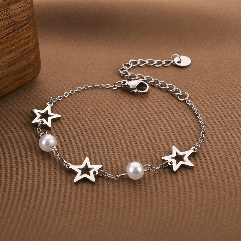 Xingyue Zircon Pearl Titanium Steel Bracelet Female Niche - Modefluss
