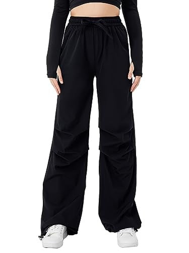 Women's High Waist Drawstring Patchwork Wide-leg Pants Casual Straight Pants - Modefluss