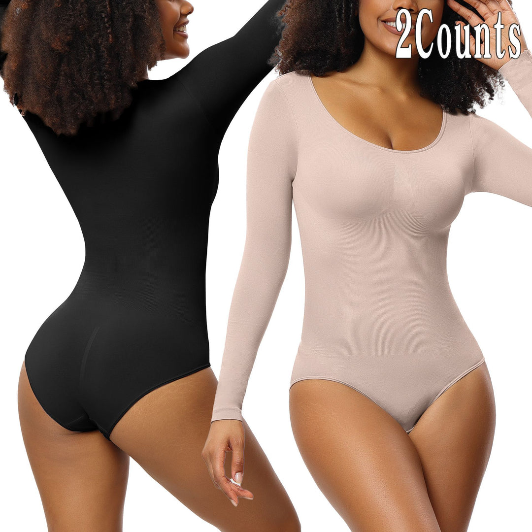 Damen-Jumpsuit Unterziehshirt Langarm Korsett Einteiler Korsett - Modefluss