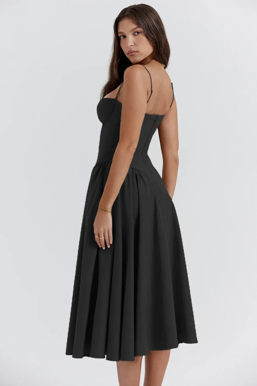 Ärmelloses Midikleid mit Korsett-Passform – Passform attrayant