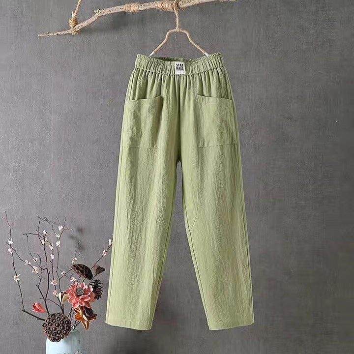 Lässige Hose aus Baumwollleinen mit elastischem Bund - Modefluss