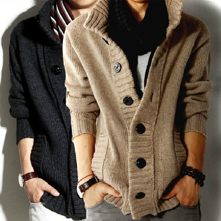 Autumn And Winter Pirate Buckle Stand Collar Men's Sweater - Modefluss