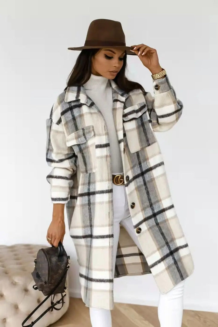 Greta™ - Manteau de cheminée Superweicher langer karierter