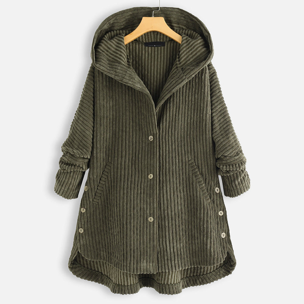 New Style Loose Plus Size Retro Corduroy Coat - Modefluss
