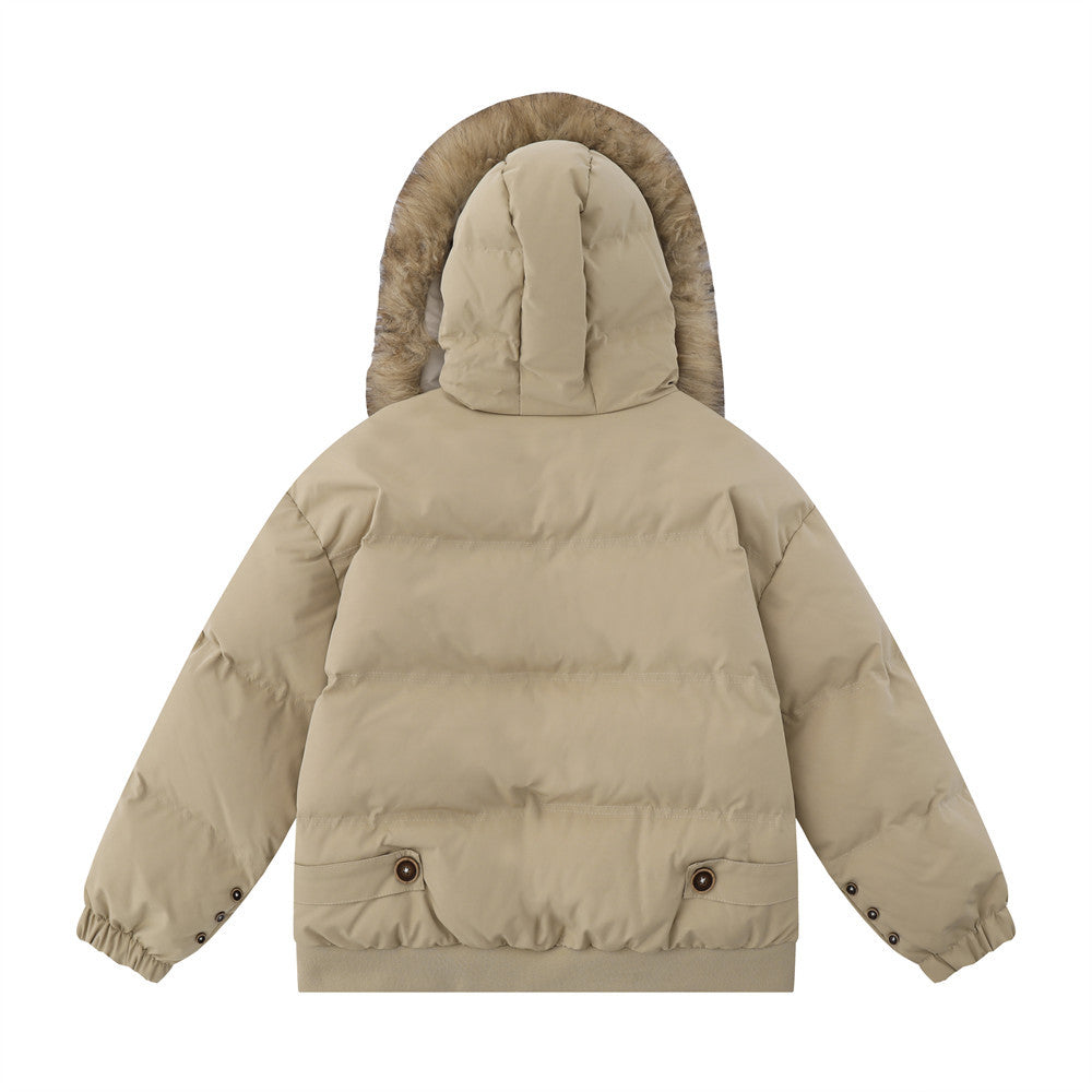 Baumwolljacke mit Fellkragen und Kapuze für Herren - Modefluss