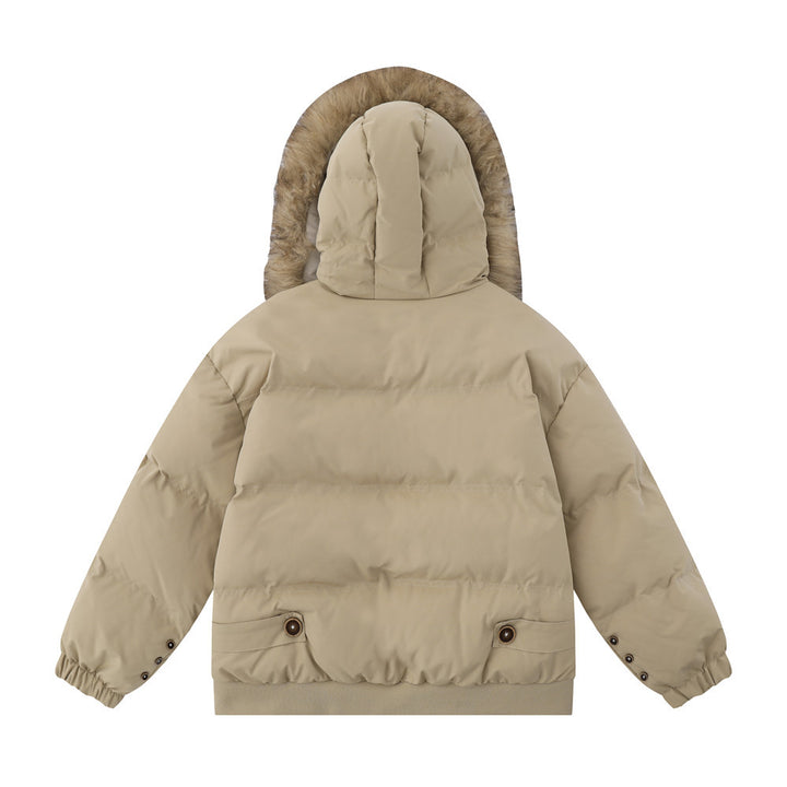 Baumwolljacke mit Fellkragen und Kapuze für Herren - Modefluss