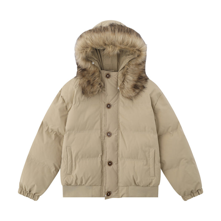 Baumwolljacke mit Fellkragen und Kapuze für Herren - Modefluss