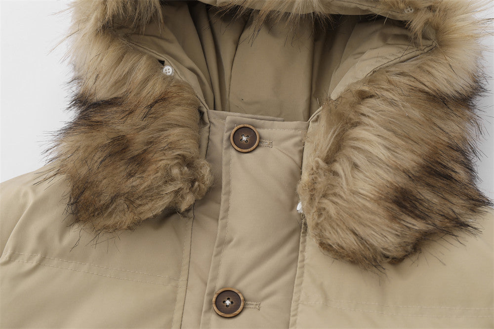 Baumwolljacke mit Fellkragen und Kapuze für Herren - Modefluss