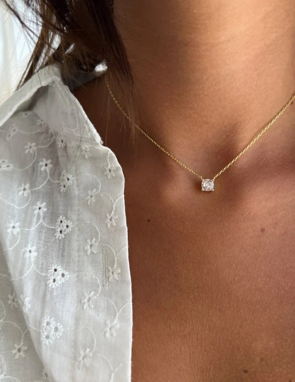 Simple Geometric Zircon Pendant Necklace For Women - Modefluss