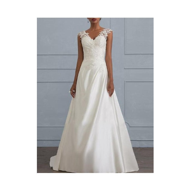 Herbstneuheit: Weißes Spitzenkleid mit elegantem Temperament   Europäisches Hochzeits- und Brautjungfernkleid   Rückenfrei, tiefer Ausschnitt, in großen Größen erhältlich   Langes Kleid für besondere Anlässe - Modefluss