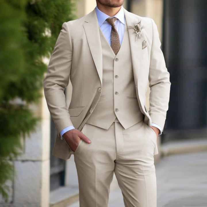 Brand Classic Men Suit 3 Pieces Fashion Slim Fit Blazer Vest - Modefluss