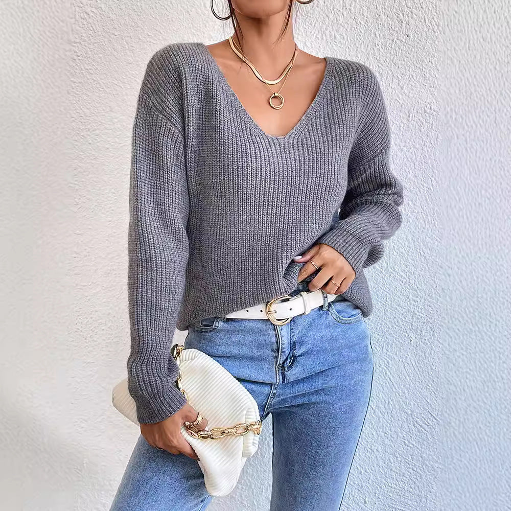 Y2k Clothes V-neck Sweater Ladies Winter Backless Streetwear Bandage Cashmere Sweater Women High Quality Fashion Clothes - Modefluss