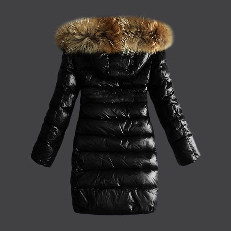 Long Quilted Jacket With Fur Collar And Raccoon Fur - Modefluss