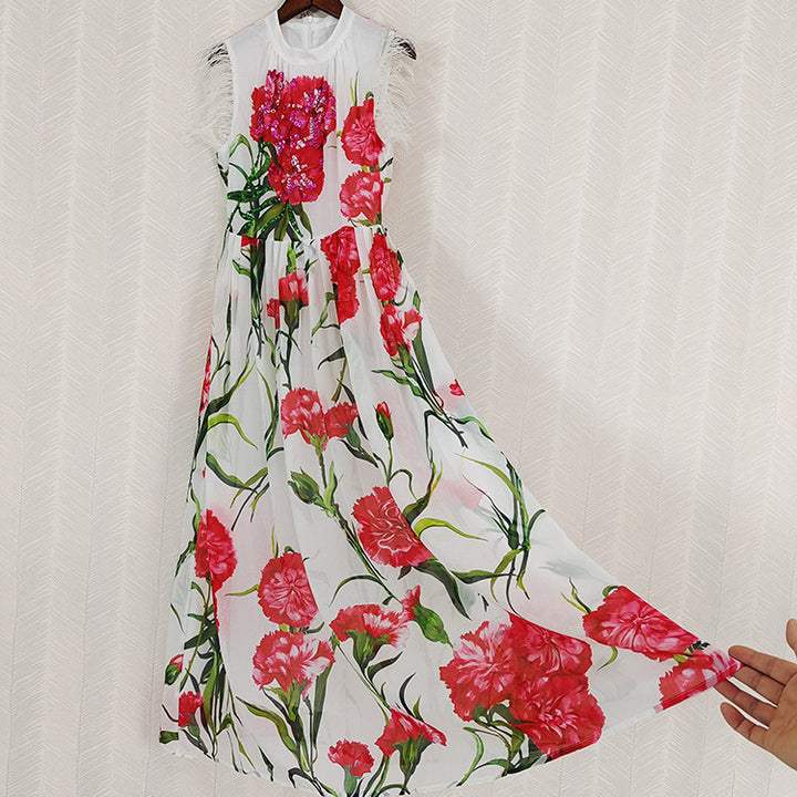 Fashionable Retro Formal Dress Roses - Modefluss