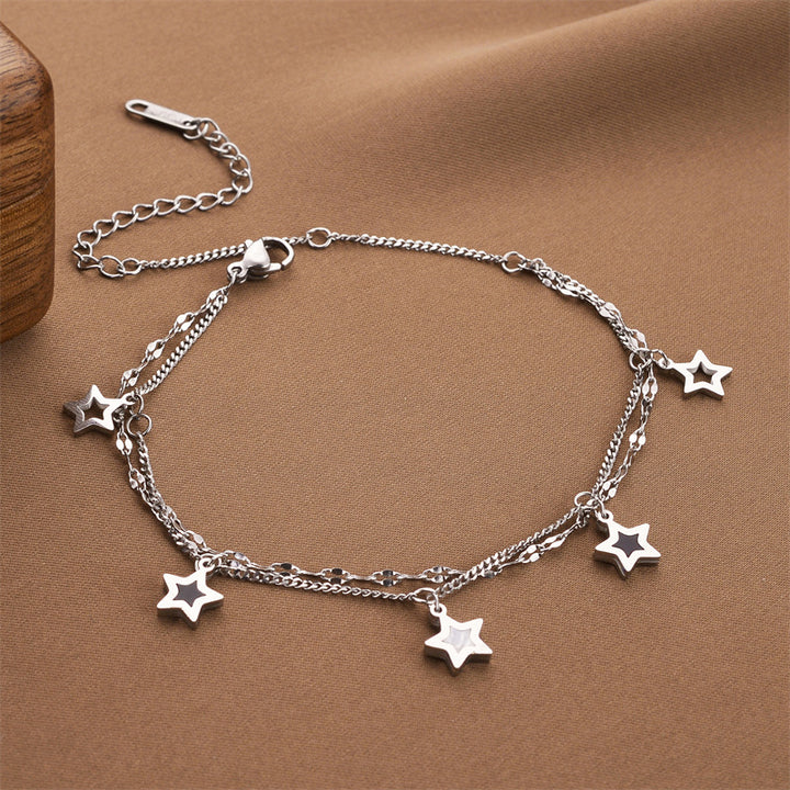 Fashion Double Layer Pentagram Titanium Steel Bracelet For Women - Modefluss