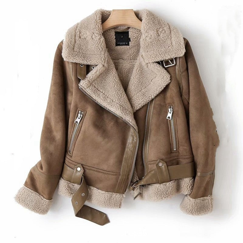 Lamb Wool Warm Coat Motorcycle Clothing Women - Modefluss