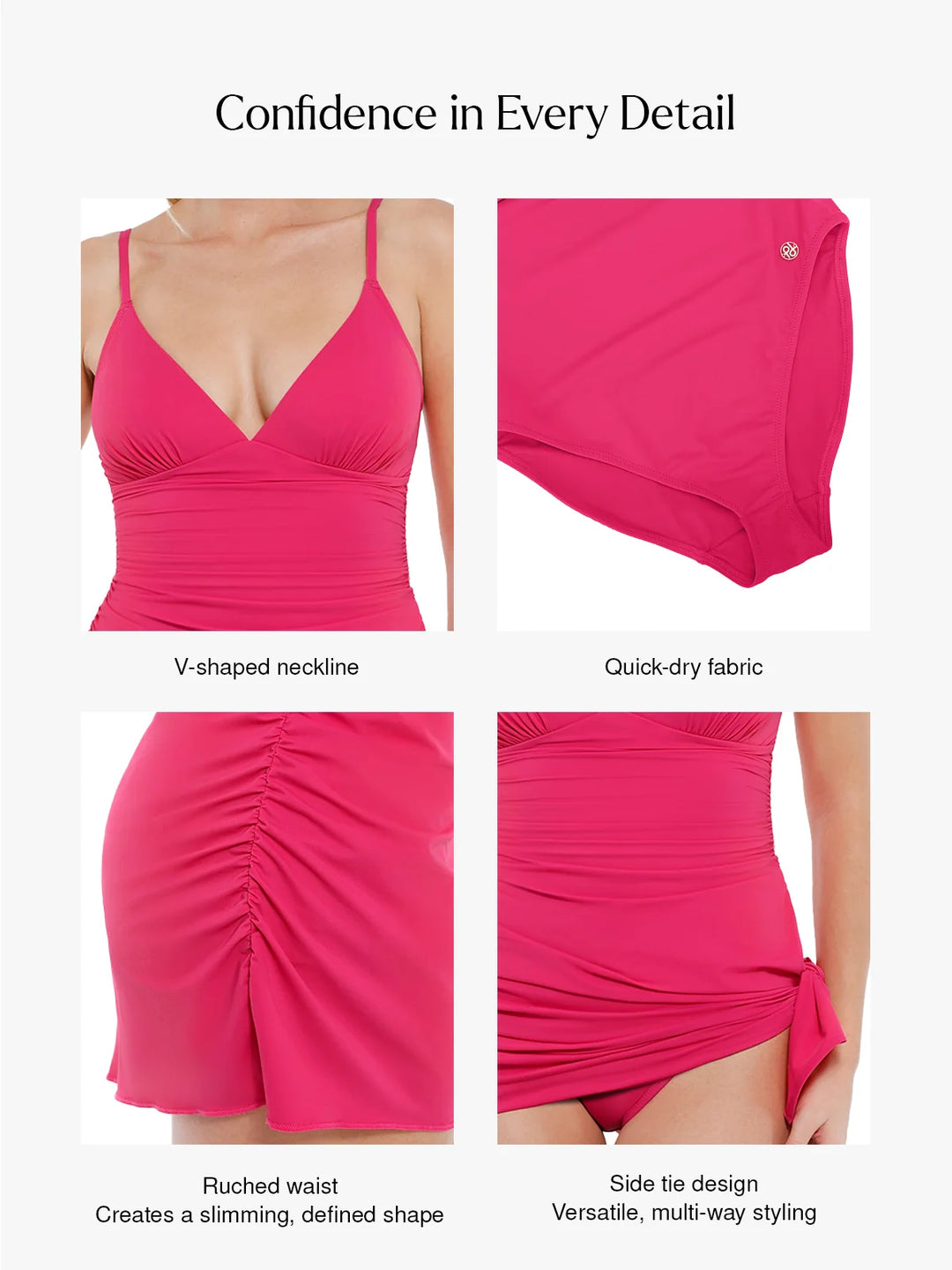 Maillot de bain une pièce convertible froncé Shapewear