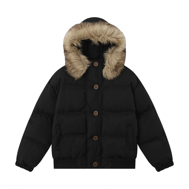 Baumwolljacke mit Fellkragen und Kapuze für Herren - Modefluss