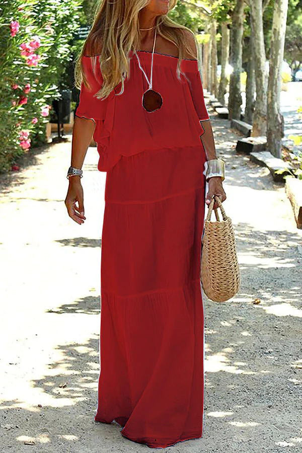 Vittoria Schulterfreies Urlaubs-Maxikleid