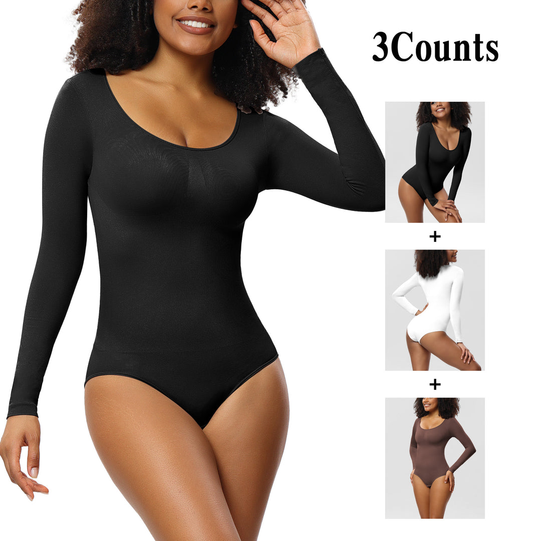 Damen-Jumpsuit Unterziehshirt Langarm Korsett Einteiler Korsett - Modefluss