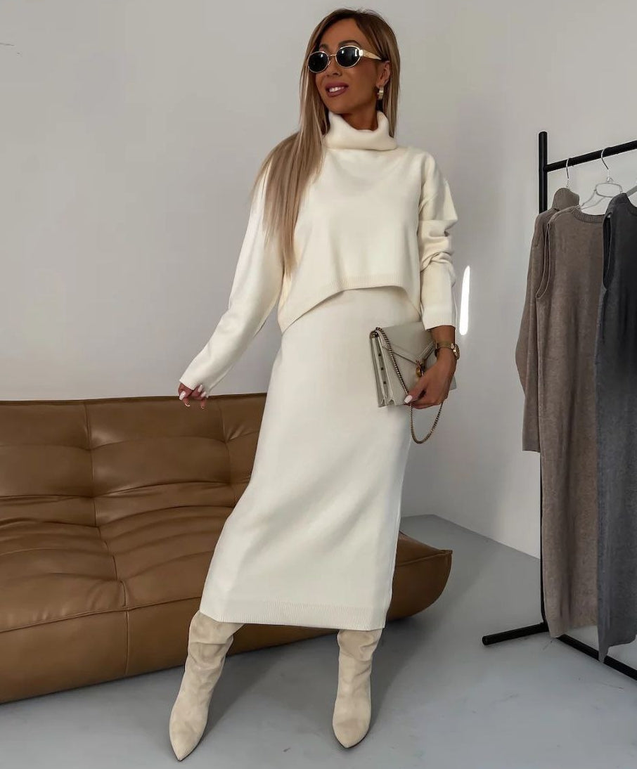 Anna™ - Midikleid und Rollkragenpullover Set - Modefluss