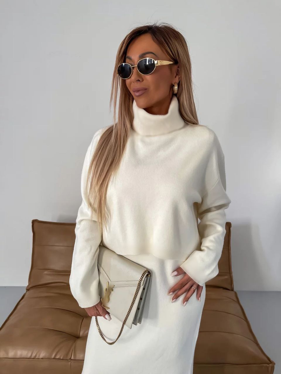Anna™ - Midikleid und Rollkragenpullover Set - Modefluss