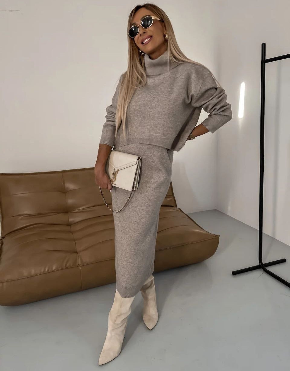 Anna™ - Midikleid und Rollkragenpullover Set - Modefluss