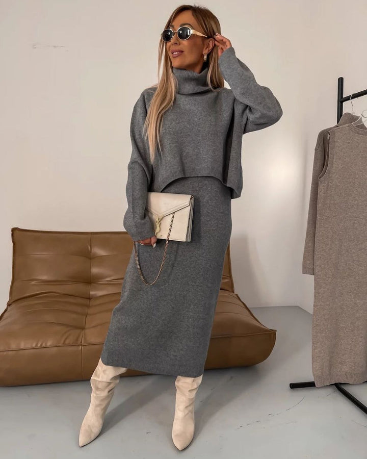 Anna™ - Midikleid und Rollkragenpullover Set - Modefluss
