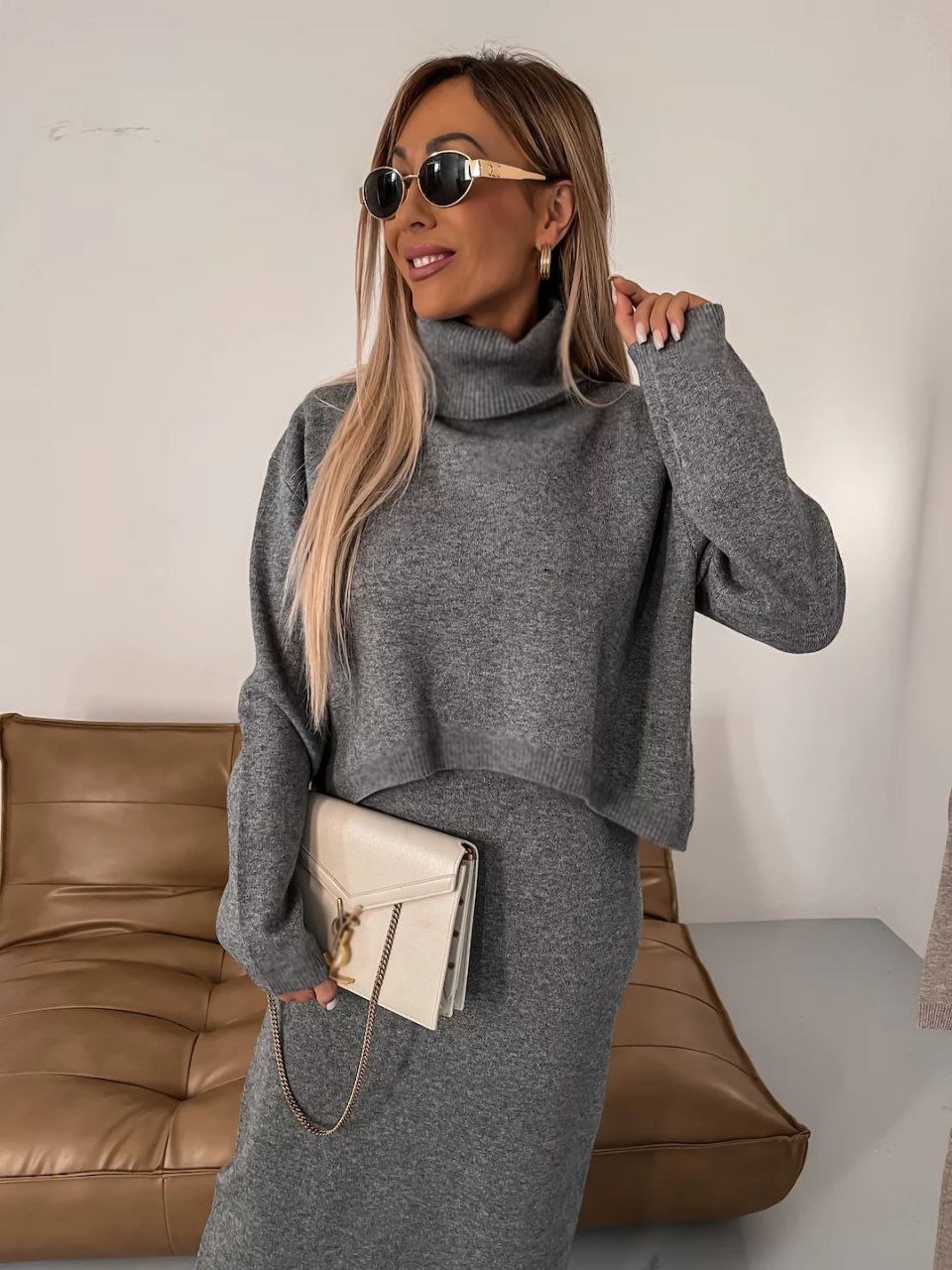 Anna™ - Midikleid und Rollkragenpullover Set - Modefluss