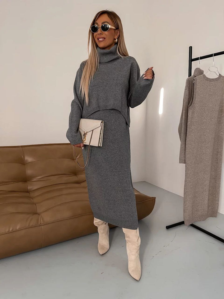 Anna™ - Midikleid und Rollkragenpullover Set - Modefluss