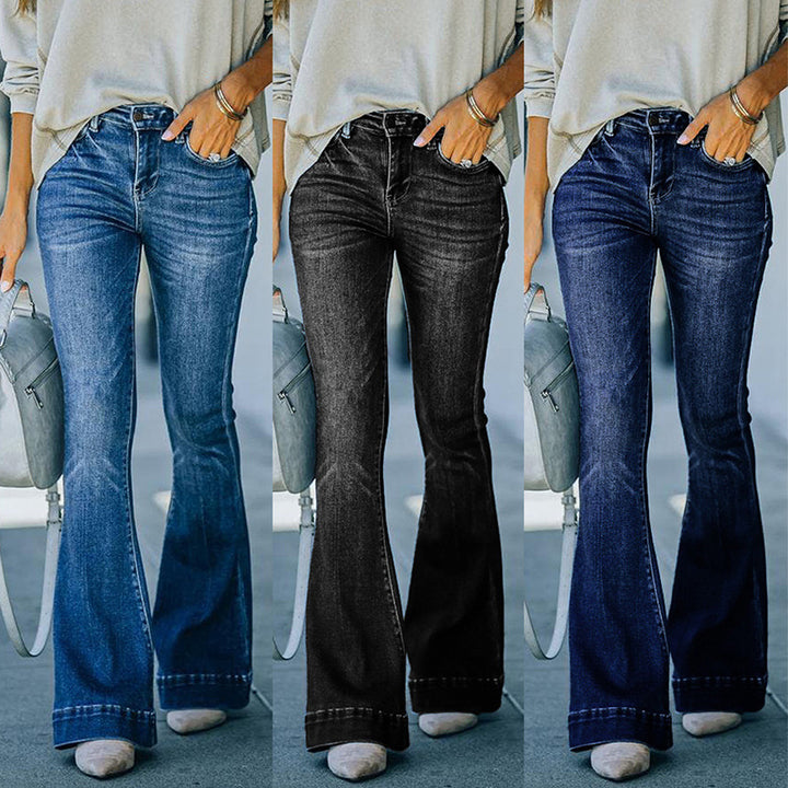 Women's Spring And Summer High Waist Temperament Slim Washed Bell-bottom Pants - Modefluss