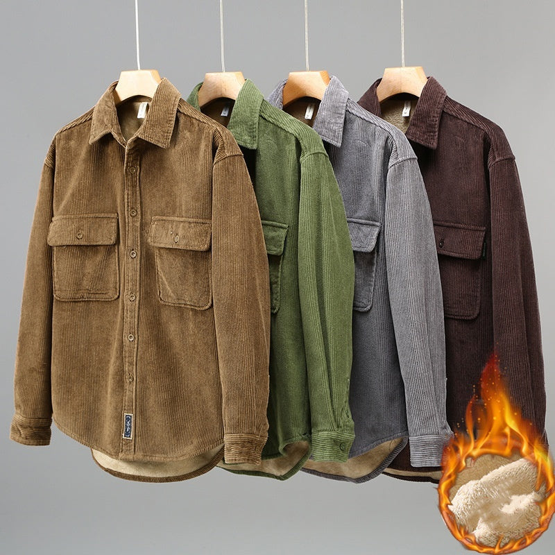 Men's Fleece Lined Padded Warm Keeping Casual Coat Shirt - Modefluss
